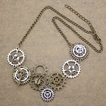 Vintage Gold & Silver Gears Necklace