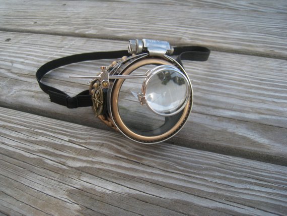 Silver Monocle and Chain, Steampunk Fashion, Unique Gifts for