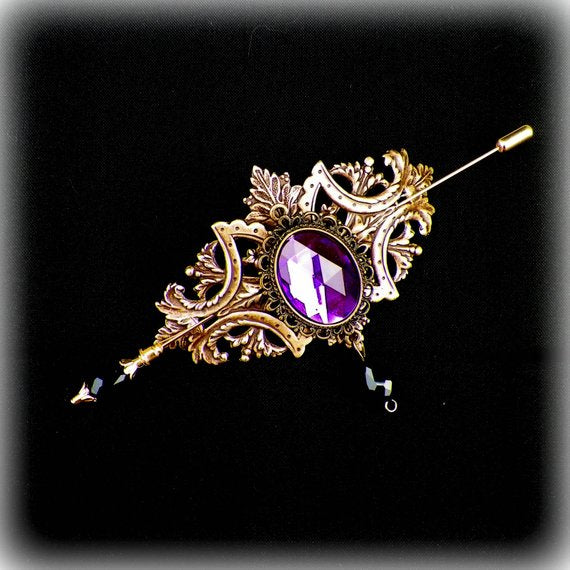 Victorian Purple Shawl Pin Brooch