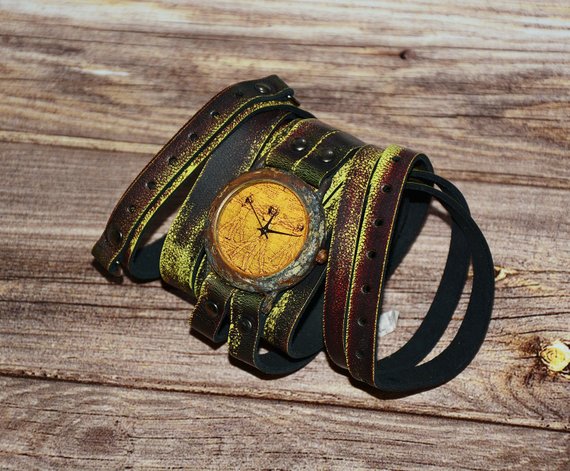 Leather wrap Da Vinci Steampunk watch