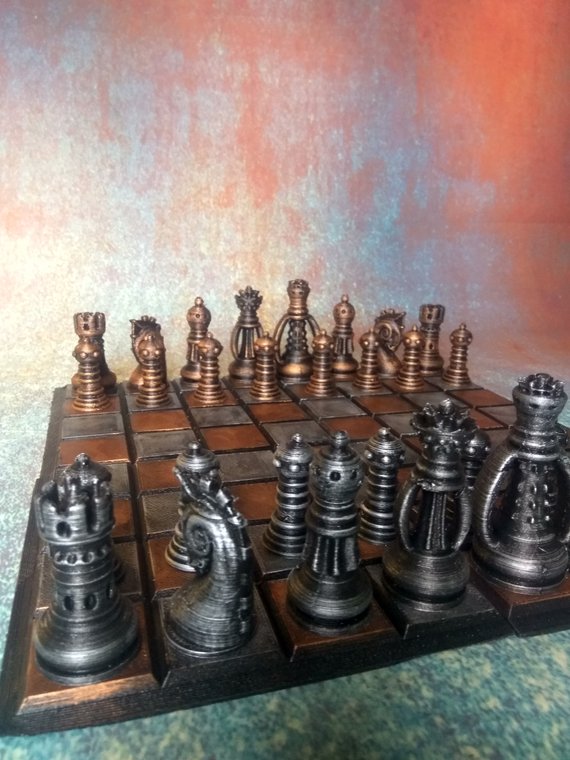 Steampunk Fantasy Chess Set - Hand Painted