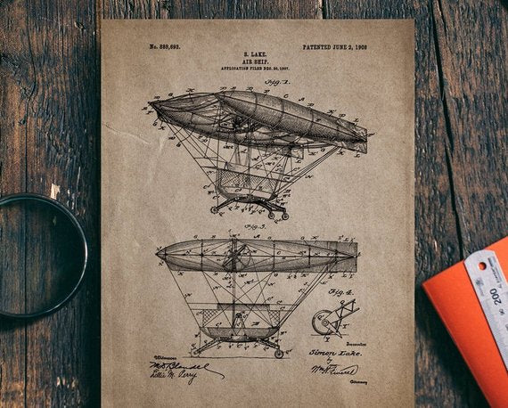 Airship Patent Print 1908