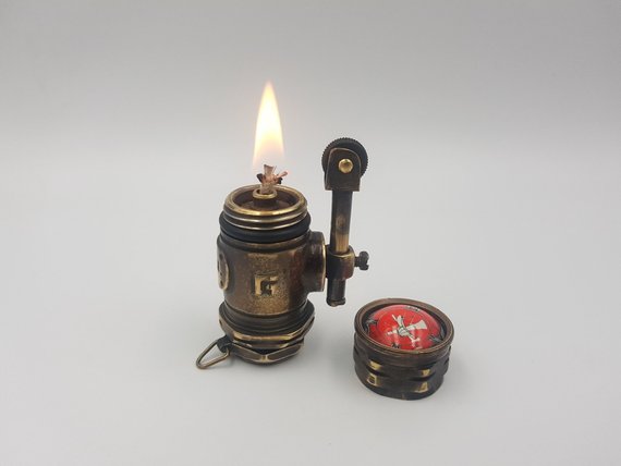 Steampunk Petrol Lighter Handmade Fire Department