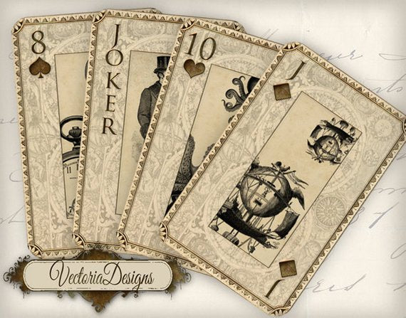 Printable Steampunk and Science playing cards