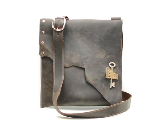 distressed brown leather satchel