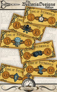 Steampunk Printable Game Money