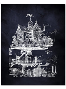 Flying House Steampunk Poster